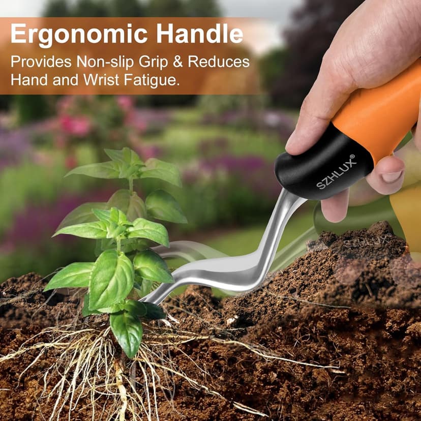 SZHLUX Hand Weeder Tool, Premium Weed Puller Tool for Garden, Gardening Hand Tool with Ergonomic Handle (Orange)