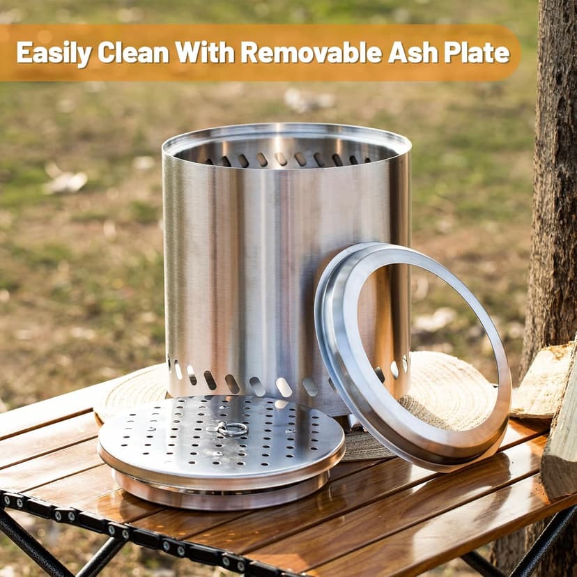 Table Top Firepit 6 Inch - Tabletop Fire Pit Camping Stove 304 Stainless Steel Pellet Patio Heater Portable Smokeless Fire Pit 6"x6.89" Silver