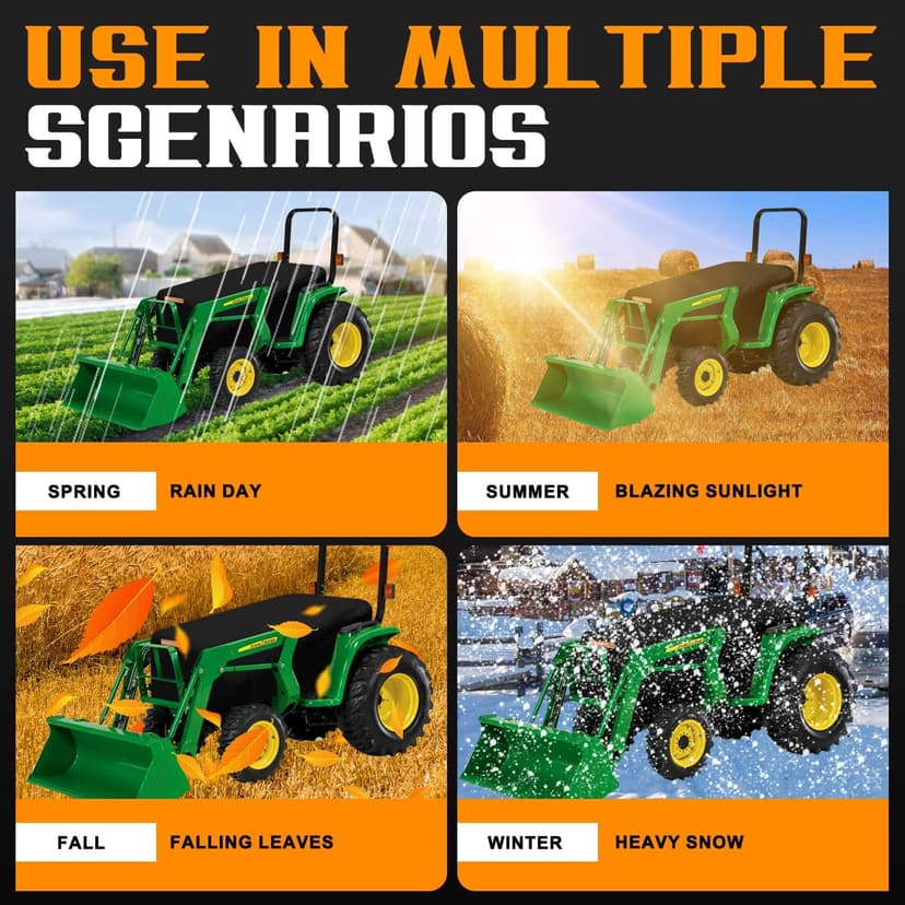 Compact Tractor Covers Waterproof Outdoor Heavy Duty,600 Polyester,Anti-UV Compact Utility Tractor Mower Cover Accessories,Compatible with John Deere, Kubota, Bobcat, Mahindra,Kioti,Tym,76"x24"x22"