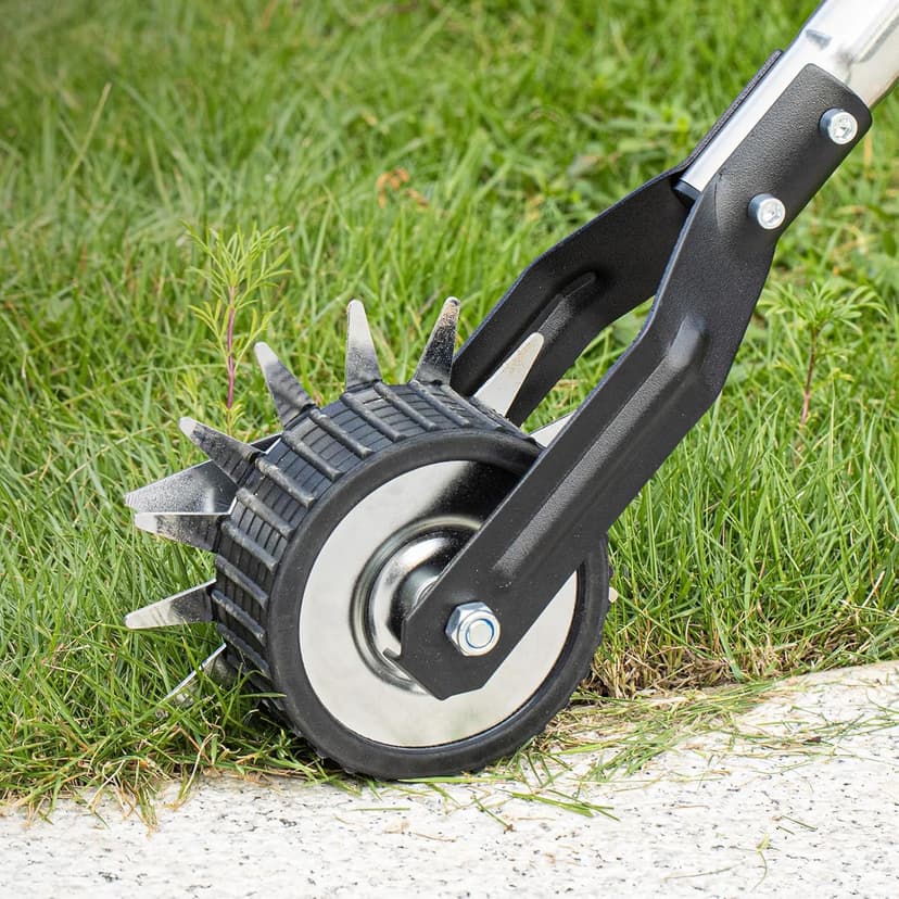 67.3-Inch Sidewalk Manual Lawn Edger, Wheel Rotary Edger, Rotary Shear, Strong 4 Sections Stainless Steel Handle Garden Edger Tool
