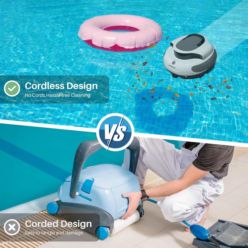 PoolPure Aquaguard SE II 2025 Upgrade Cordless Robotic Pool Cleaner with 120-Min 5000mah Big Battery