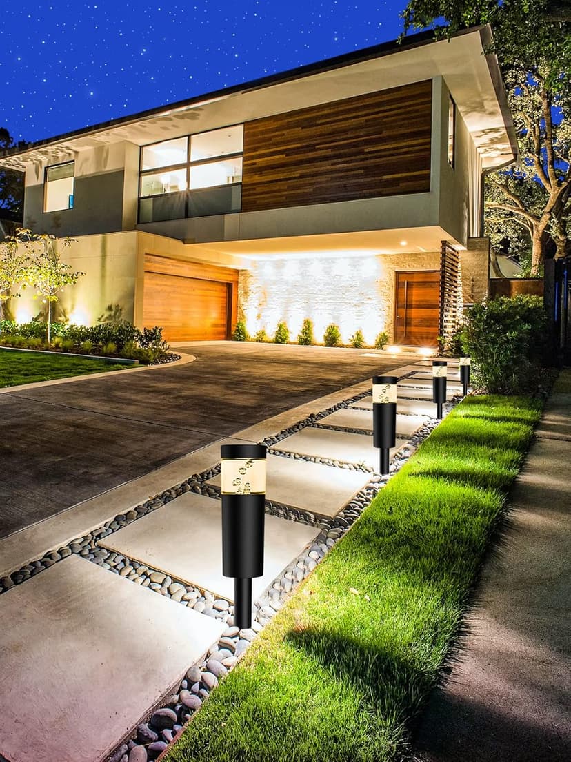 5W Low Voltage Landscape Pathway Lights with Connectors 12V Outdoor Landscape Lighting LED Bollard Path Lights Wired IP65 Waterproof Warm White Walkway Lights for Garden Yard Lawn (12Pack)