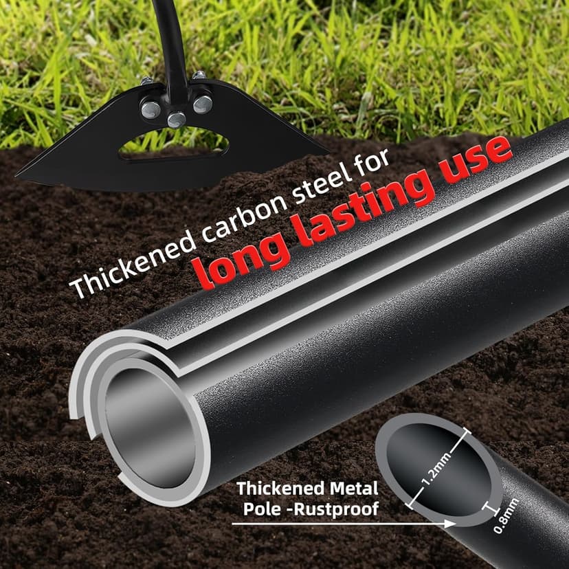 Hollow Garden Hoe - Heavy Duty Triangle Weed Hoes for Gardening,68" Adjustable Long Handle, Sharp Blade Hand Weeding Tool for Vegetable Gardens, Flower Beds, Lawn Edges & Tight Spaces