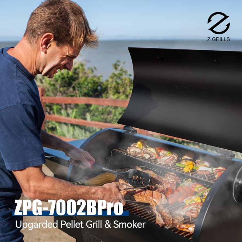 Z GRILLS Pellet Smoker Grill with PID Control, Rain Cover, 700 sq. in Cooking Area for Outdoor BBQ, ZPG-7002BPro