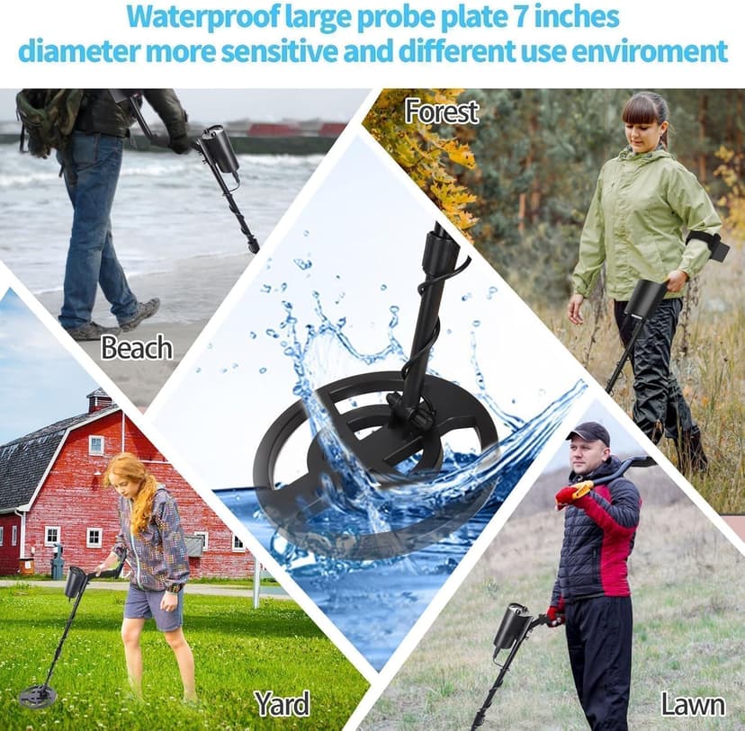 Metal Detector for Adults & Kids - Adjustable Stem, High Accuracy & 10" Waterproof Coil. Disc/All Metal Modes for Coin & Gold Detection by Beginners