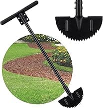 Edger Lawn Tool, Manual Half Moon Edger with Sharp Round Saw Tooth Blade and Step, Stand Up Gardening Tools for Landscaping, Borders, Sidewalk, Turf, Metal Garden Grass Edging Tool with Foam T Grip