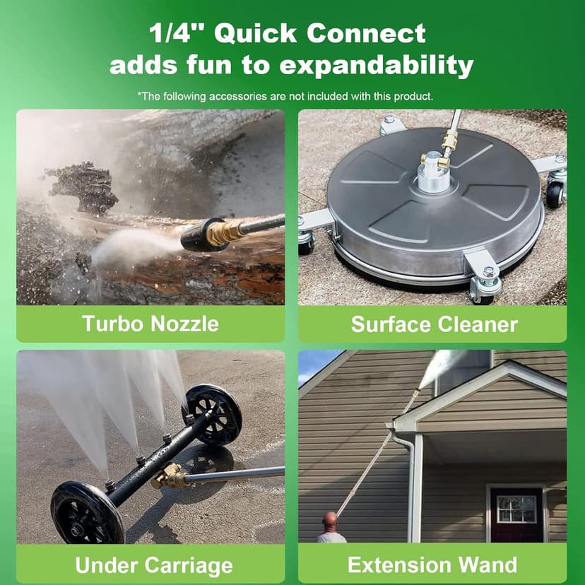 Electric Pressure Washer, 5000PSI 4.0GPM Heavy Duty Power Washer with 33 FT Extension Hose, 4 Quick Connect Nozzles and Foam Cannon for Cars/Fences/Driveways/Patios/Home Cleaning, Green