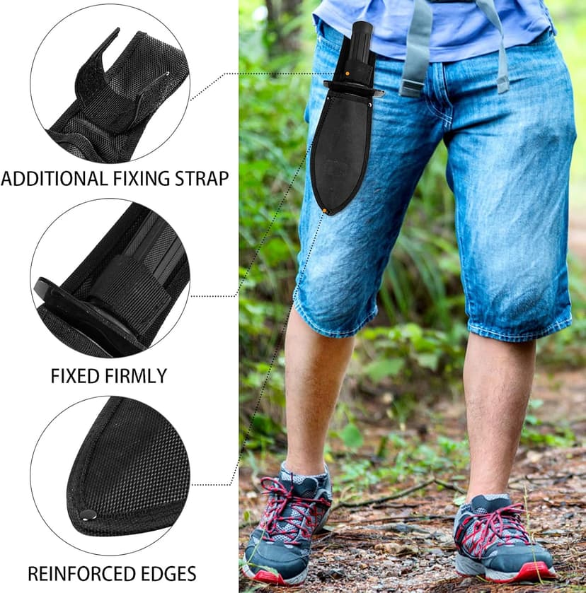 INCLY Metal Detector Shovel, Heavy Duty Double Serrated Edge Digger, Detecting Digging Tool with Sheath for Belt Mount, Gardening & Detecting Accessories for Metal Detection Digging Weeding Planting