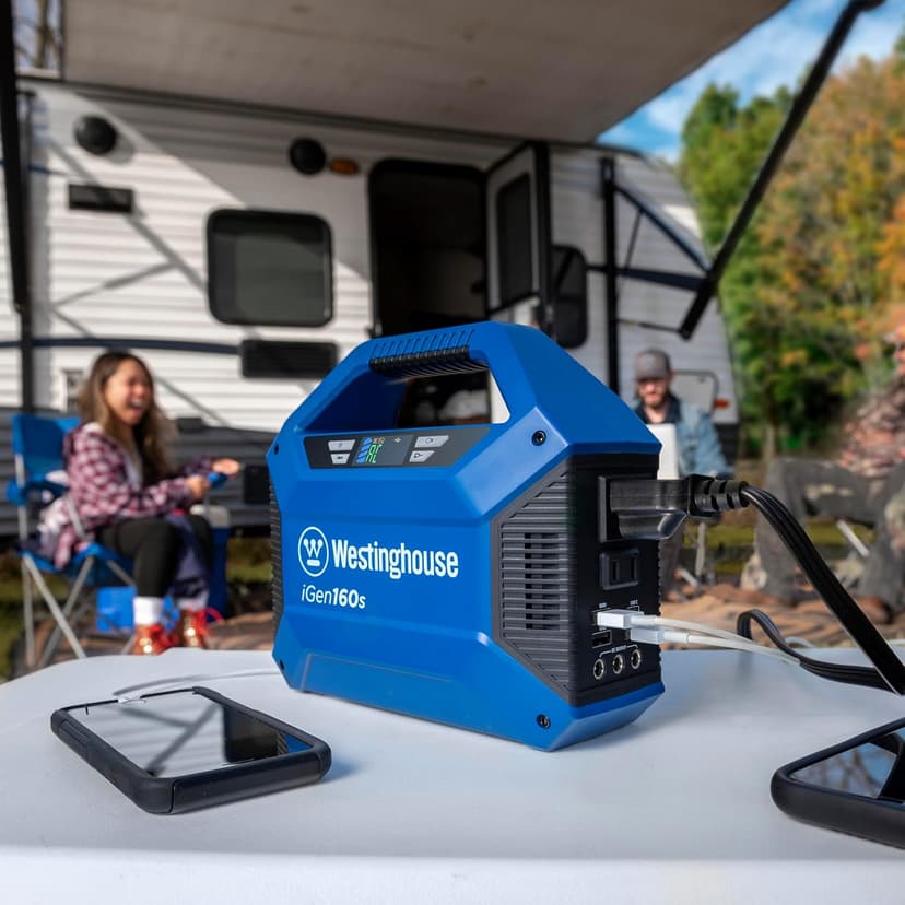 Westinghouse 155Wh 150 Peak Watt Portable Power Station & Solar Generator, Modified Sine Wave AC Outlet, Backup Lithium Battery for Camping, Home, Travel, Indoor/Outdoor Use (Solar Panel Not Included)
