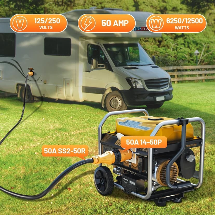 MECMO NEMA 14-50P to SS2-50R Twist Lock RV Generator Adapter, 50 Amp 14-50P RV Generator Plug to Shore Power Adapter, 125/250V for 50A Transfer Switch Power Inlet Box, RV Camper, Generator to House