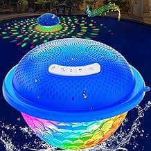 KingSom Bluetooth Pool Speaker,Floating Pool Speaker with Colorful Lights,Hot Tub Speakers IP68 Waterproof pool Speakers,16W Loud Stereo Sound Bluetooth speaker,TWS Pairing Floating speakers for Pools
