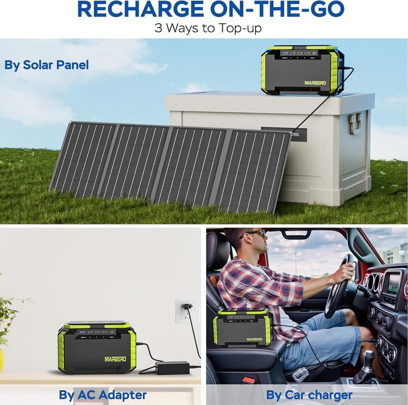 MARBERO 200W Solar Generator 222Wh Portable Power Station with Solar Panel 40W Included 60000mAh Power Supply with AC Outlet 100V 300W Max for Camping Emergency Home Backup