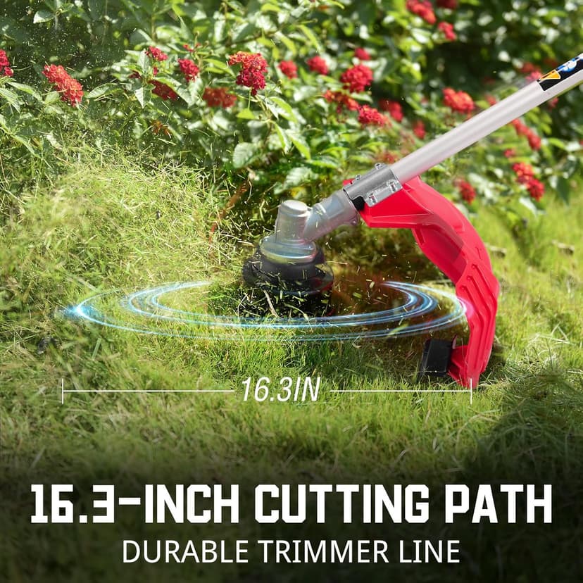 PowerSmart 4 Cycle 37cc Weed Wacker Gas Powered, 3 in 1 Detachable Straight Shaft Multipurpose Trimmer with 16" Cutting Path, 10" Brush Cutter Blade, Edger Lawn Tool for Yard, Garden