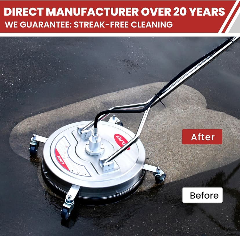 22" Pressure Washer Surface Cleaner with 4 Wheels & Dual Handles & 3 Nozzles, 4500PSI 6GPM Stainless Steel Pressure Washer Attachment for Concrete Driveway Sidewalk Deck Patio, Commercial Grade