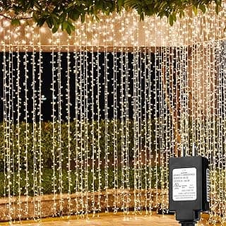 Solhice LED Curtain Lights Outdoor 40ft x10ft, 800 LED Plug in Hanging String Lights Indoor, Christmas Twinkle Lights Backdrop for Outside Backyard Patio Wedding Décor, Warm White (Not Connectable)