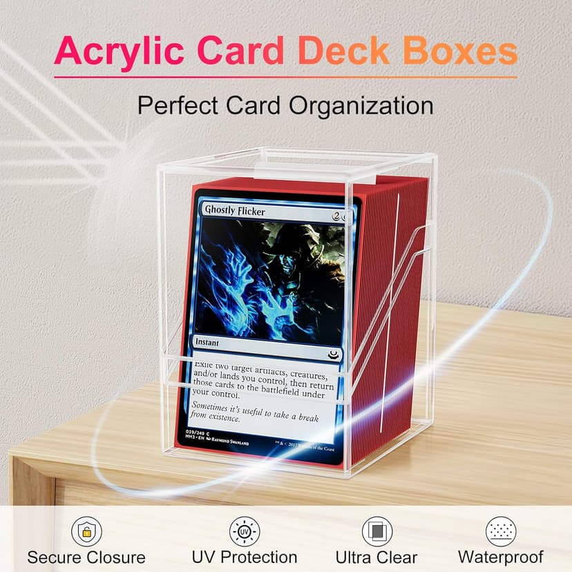 Card Deck Box with Portable Case, 6 Pack Clear Commander Deck Box with 6 Dividers, Holds 600+ Double Sleeved Cards, Fit for MTG, YuGiOh, TCG