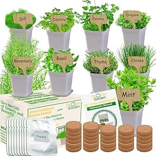 Indoor Herb Garden Kit, 9 Non-GMO Seeds with Reusable Pots, Planter – DIY Grow Kits for Growing Herbs Indoors, Kitchen, Balcony, Window Sill with 27 Soil