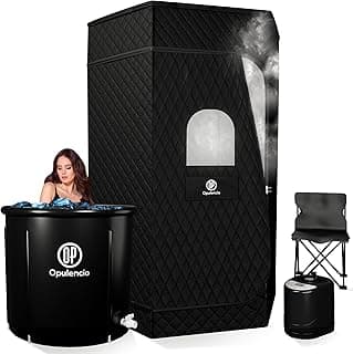 Portable Sauna Box with Ice Bath - Spacious at Home Sauna Tent with Cold Plunge Tub, Portable Steam Sauna with 3L Steamer, Fast Heating with 9 Levels, Chair, Remote, Easy Cleaning, 5.9' x 2.9' x 2.9'