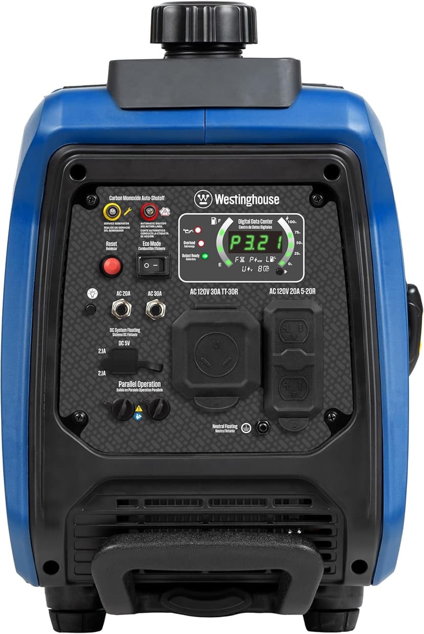 Westinghouse 4000 Peak Watt Super Quiet Portable Inverter Generator, Wheel & Handle Kit, RV Ready 30A Outlet, Gas Powered, CO Sensor, Parallel Capable