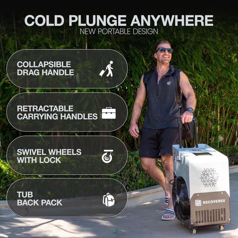 Cold Plunge Tub, 90 Gallon – Heavy-Duty Ice Bath Tub for Athletes, Portable Cold Plunge Chiller with Water Treatment Kit, Immersion Therapy, WiFi Control, Backpack & Wheels