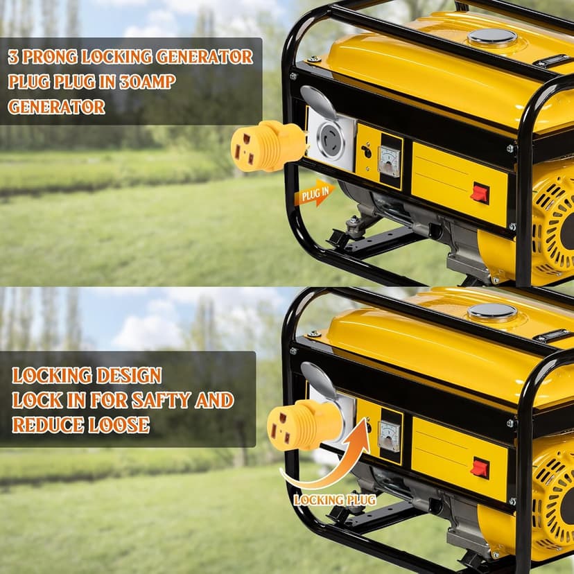 Kanayu Generator Welder Adapter Compatible with Nema L6-30P to 6-50R 3 Prong 30 Amp Locking Male Plug to 50 Amp Female Receptacle Adapter Generator RV EV Charger Power Cord Connector