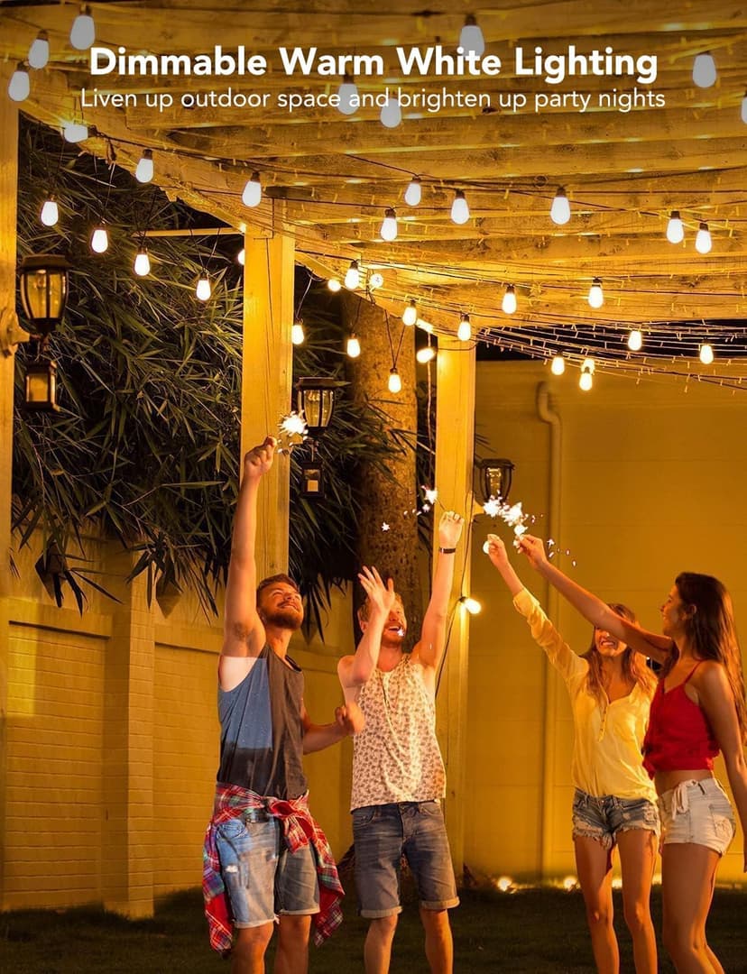 Govee Smart Outdoor String Lights H7021, RGBIC Warm White 96ft (2 Ropes of 48ft) LED Bulbs for Outdoor Decorations, WiFi Patio Lights Work with Alexa, Google, APP Control, IP65 Waterproof
