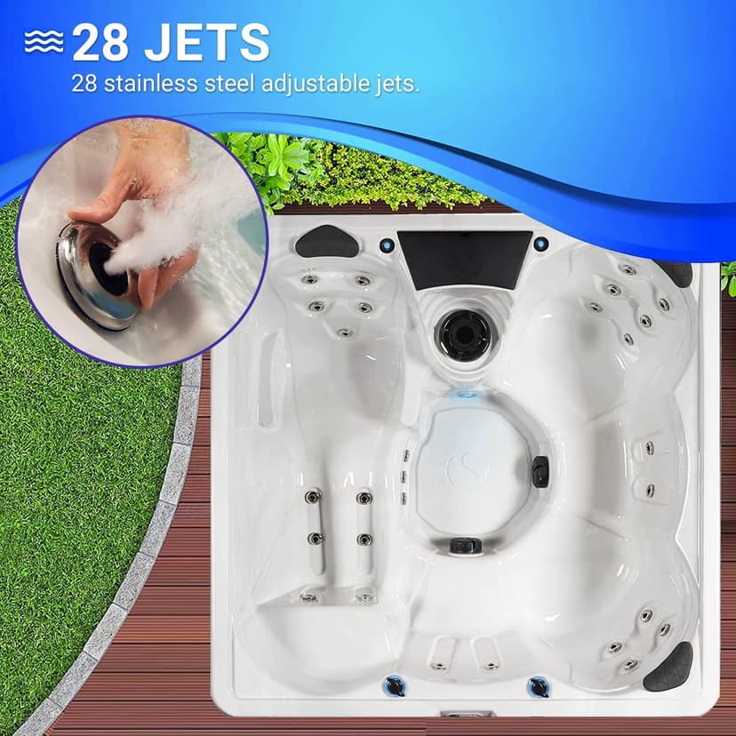Essential Outdoor Hot Tub, 28-Jet Edgewater® 2023 Hot Tubs, Seats 5-6, Seating with Passive Therapy and Soothing Massage Features, Driftwood