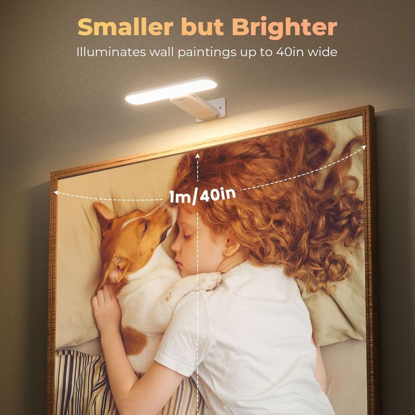 FULEN Picture Lights Battery Operated, Rechargeable Picture Frame Lights for Wall, LED Cordless Wall Lights for Arts,Paintings,Gallery&Dartboard,3 Color Temperatures, Remote Control,White,2 Pack