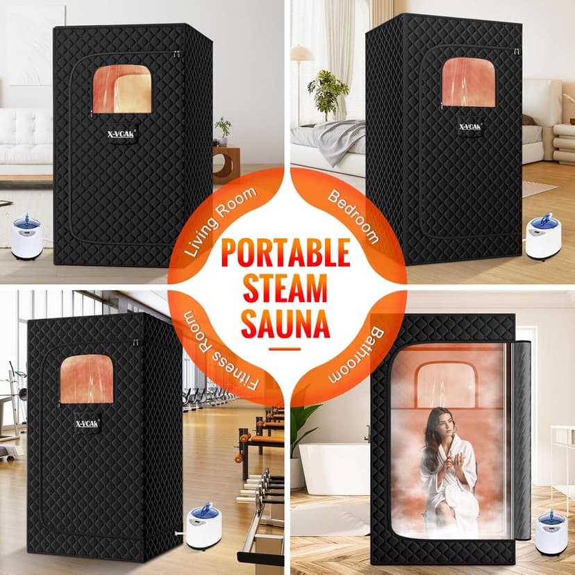 Upgraded Sauna Box for Relaxation, Detoxification, Portable Steam Sauna for Home with Steamer, 9 Levels, 2.6’ x 2.6’ x 5.9’