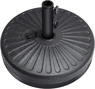 95lbs Patio Umbrella Stand, H12 Heavy Duty Base for Outdoor Market Umbrella, Fillable Weights with High-Density HDPE Material for Outside Patio(Black,Round)