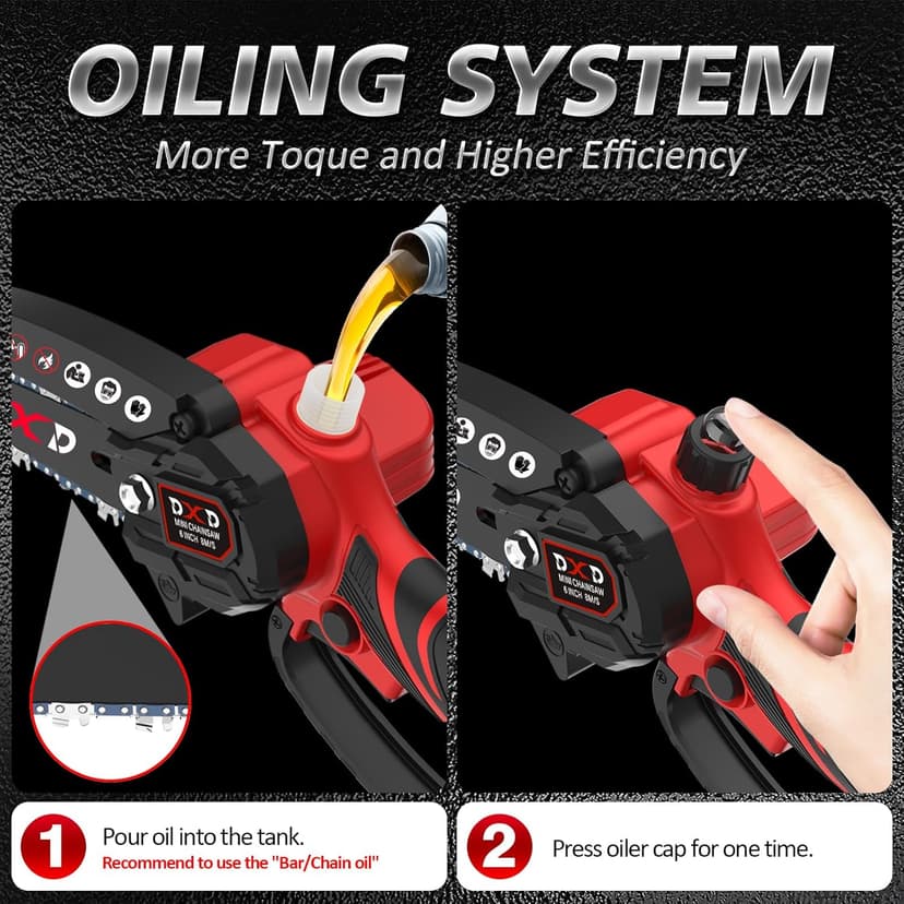 Handheld Mini Cordless Electric Chainsaw with Battery&Gas Powered Option,6-Inch chainsaw&Pruning Attachment Bar Oil Jug, Safety Gloves, Chainsaw Chain & Caseightweiaht for Tree Trimming. Wood Cutting