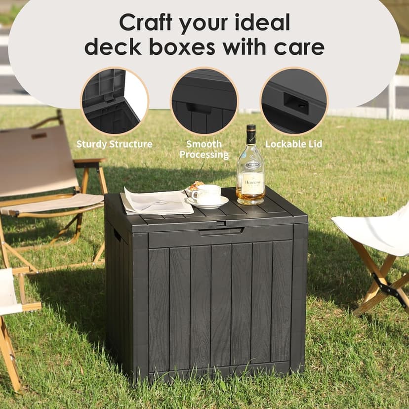 DRATO Deck Boxes, 31 Gallon Outdoor Storage Box for Patio Cushion, Sports Equipment, Garden Tools, Waterproof and UV Resistant, Lockable Black