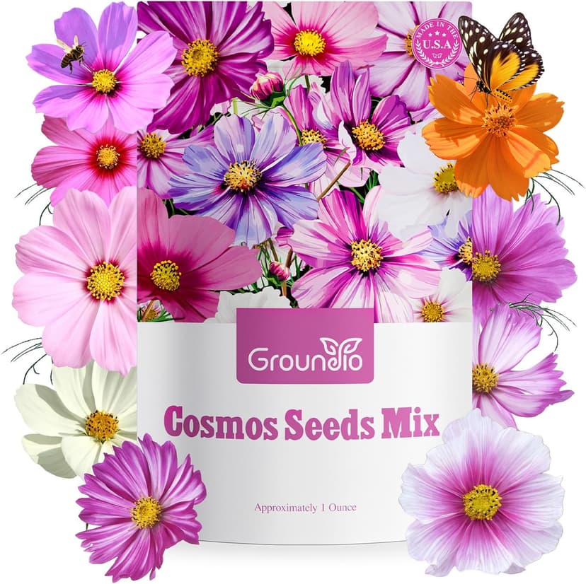 Cosmos Seeds Wildflower Mix, 1 Oz, 7 Varieties Flowers Seeds for Planting (Daydream, Gloria, Picotee, Purity, Radiance, Pinkie, Sulphur)