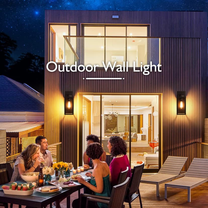 BesLowe Outdoor Wall Mount Light Fixture, Exterior Wall Lantern Waterproof, Black Outside Porch Sconce Lighting with Matte Black Finish & Glass Shade for House Garage Doorway Patio, E26 Socket
