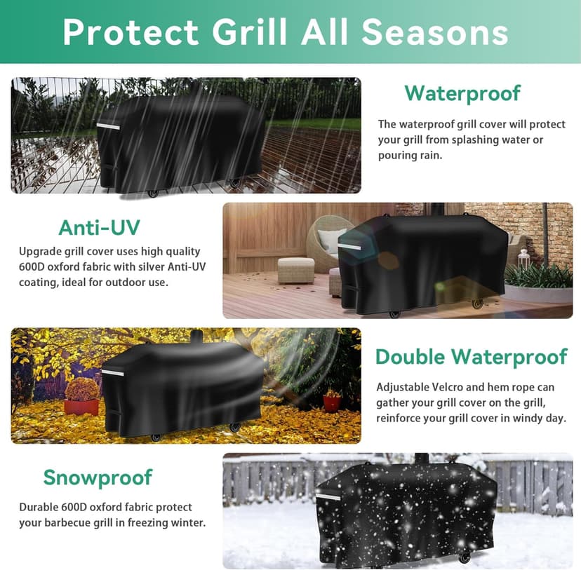79 inch GC7000 Grill Cover for Smoke Hollow 4 in 1 Combo PS9900 PS9900-SY18 8500 47180T, Tc37118, 600D Outdoor Smoker Cover for Pit Boss Memphis Ultimate 4-in-1 KC Combo Platinum Series