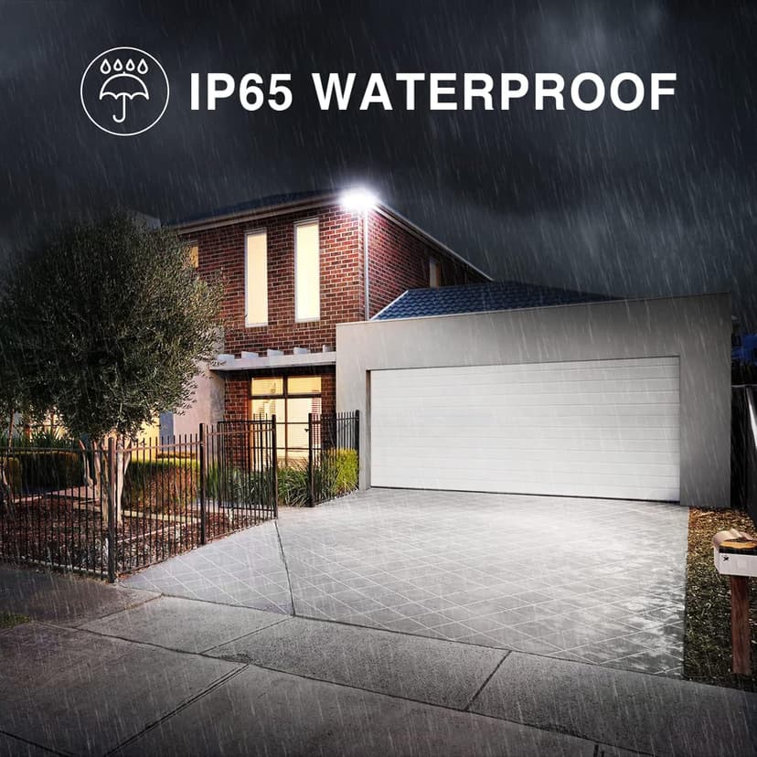 Onforu 100W Flood Lights Outdoor, 9000LM Brightness LED Light Outside, IP65 Waterproof LED Exterior Floodlight with 3 Adjustable Heads, 6500K White Outdoor Security Light for Yard Garage Eave