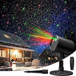 Laser Christmas Projector Lights Outdoor, Red and Green Starry Laser Projector Light with RF Remote, IP65 Waterproof Holiday Garden Laser Light Decor for Outdoor Party Xmas Home (Laser)