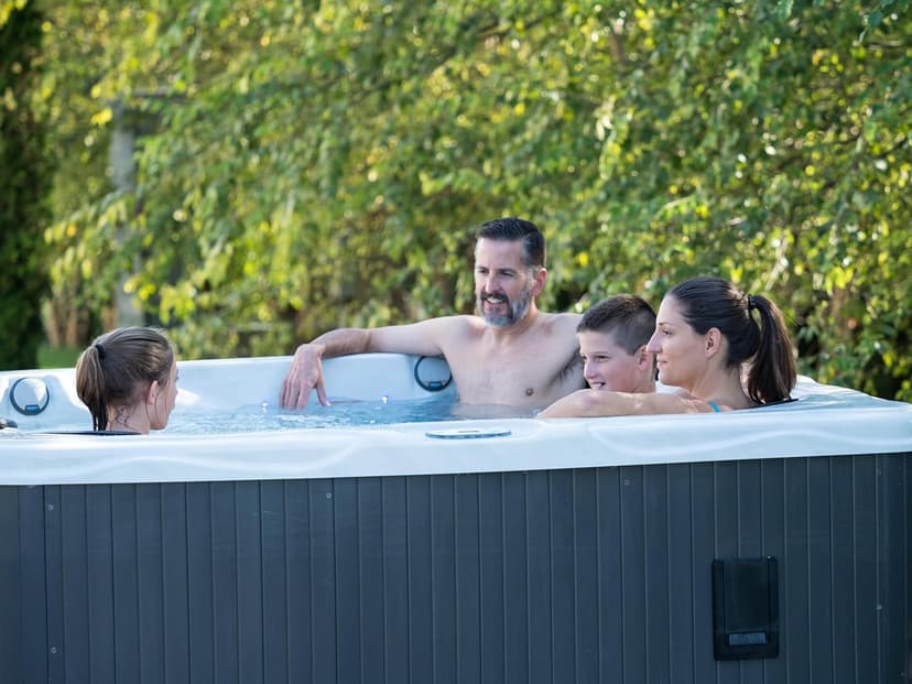 Hudson Bay HB34 6-Person Hot Tub with 34 Therapy Jets and Digital Controls – Sterling Acrylic Interior and Mocha Exterior Cabinet - Ideal for Backyard Relaxation and Hydrotherapy