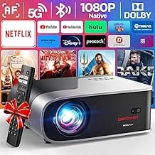 [Netflix Officially/AI Auto Focus] Smart Projector with WiFi and Bluetooth,Dolby Audio,DBPOWER Native 1080p Projector with Apps Built-in Netflix/Hulu/Disney+/Peacock, 600ANSI Movie Projector