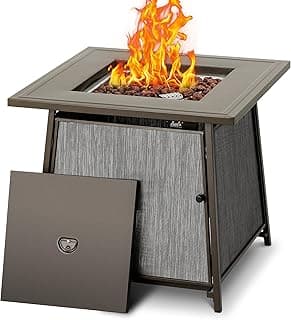 BALI OUTDOORS 50,000 BTU Propane Fire Pit Outdoor, 28 inch Propane Fire Pit Table Square, Gas Firepits for Outside Patio, Garden, Backyard