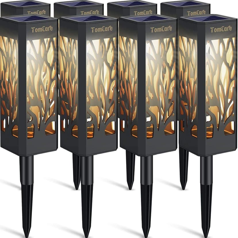 TomCare Solar Lights Outdoor Upgraded Bright Solar Pathway Lights Bigger Size Decorative Solar Waterproof Solar Powered Led Landscape Garden Lighting for Path Yard Walkway, 8 Pack