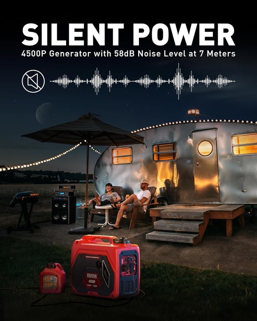 ERAYAK 4500W Portable Inverter Generator for Home Use, Super Quiet Small Generator for Camping Outdoor Emergency Power Backup, Gas Powered Engine, EPA Compliant