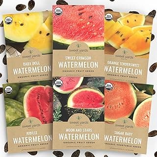 Organic Watermelon Seeds Variety Pack - 6 Individual Packs - 2025 Season - Sugar Baby, Orange Tendersweet, Jubilee and More! for Indoor & Outdoor Planting (Non-GMO, Certified Organic)