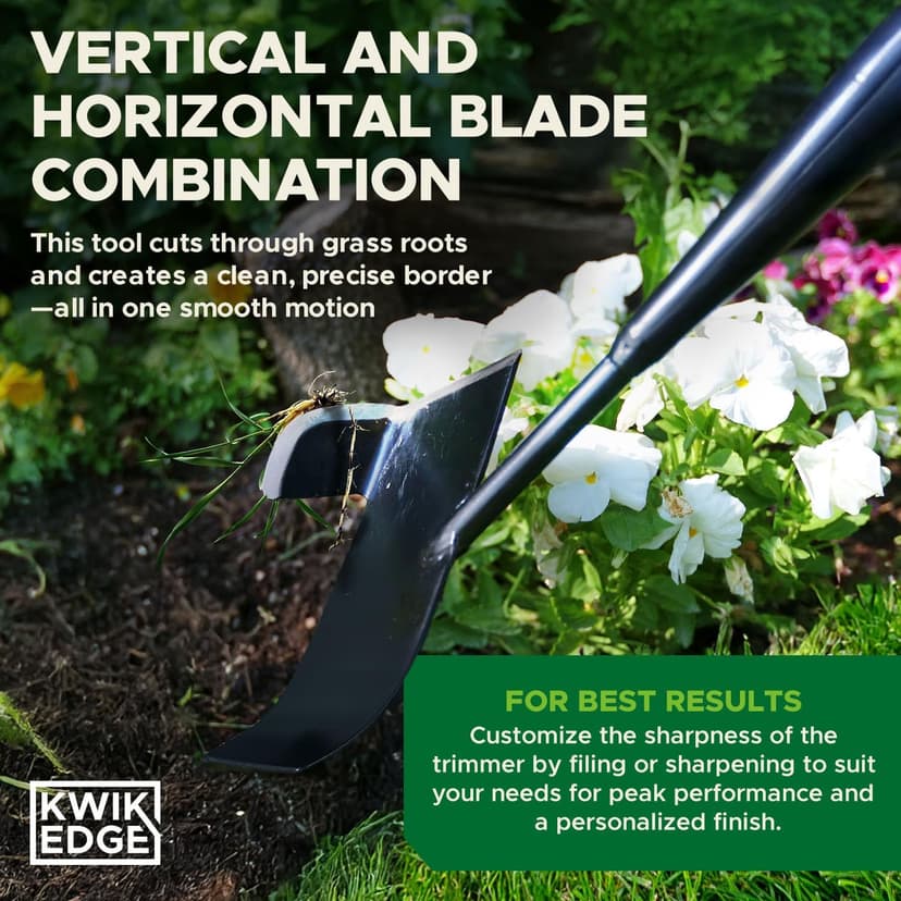 Edging Shovel for Landscaping - Garden Edging Tool for Landscaping, Hand Edger Lawn Tool for Precise Clean Borders, Long Handle Manual Edger for Lawn, Sidewalk, Flower Beds & Pathways - KWIK EDGE Tool