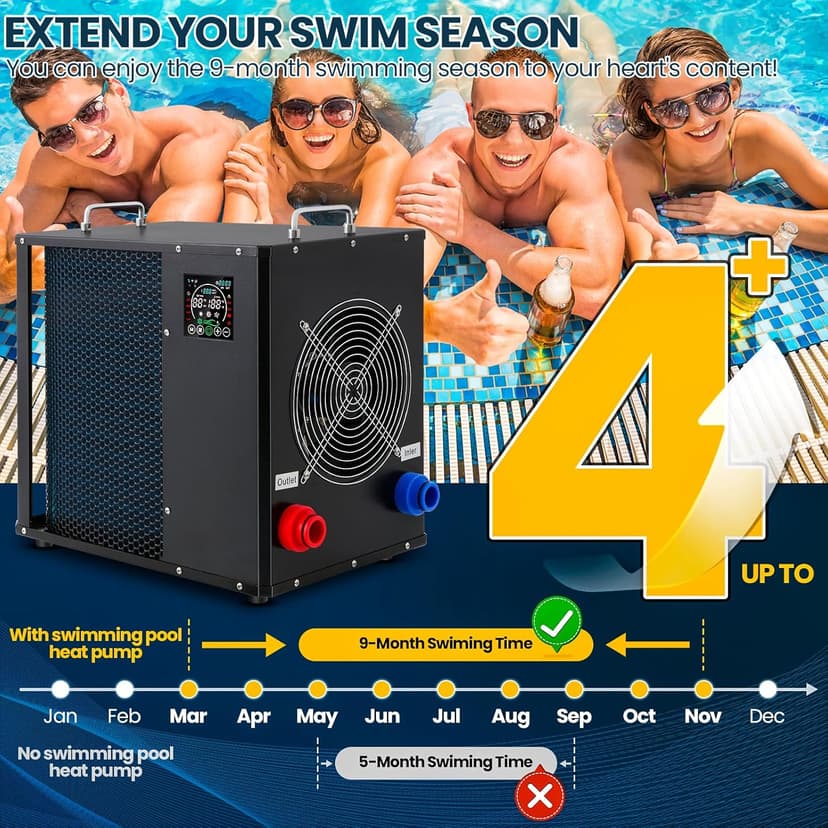 16184 BTU Pool Heater, for 6000 Gallons Above Ground Pools,Swimming Pool Heaters,120V/60Hz with Digital Display Multi-Protection