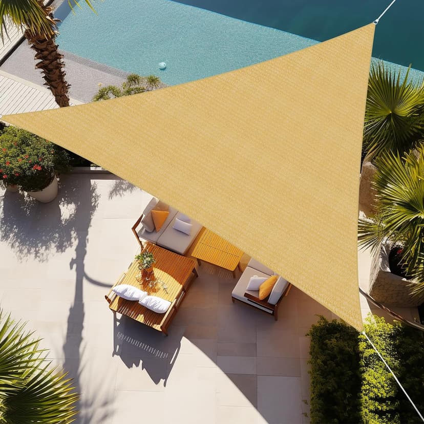 Shade&Beyond Triangle Sun Shade Sail 16'X16'X16' Permeable Canopy Sand for Patio Garden Yard Deck Pergola (We Make Custom Size)