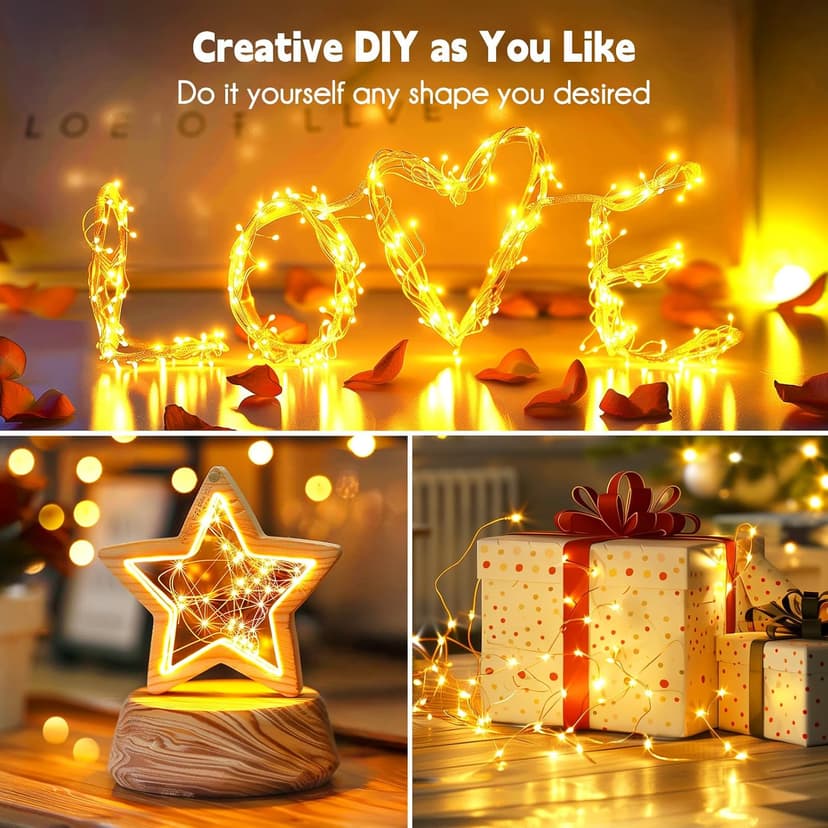 Minetom Fairy Lights Plug in, 33Ft 100 LEDs Waterproof Silver Wire Firefly Lights, Adaptor Included, Starry String Lights for Wedding Indoor Outdoor Christmas Patio Garden Decoration, Warm White