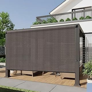 HENG FENG Outdoor Roller Shade 8'(W) x 6'(H) Patio Shades Roll up Outdoor Blinds for Porch Gazebo Deck Pergola Balcony,Mocha