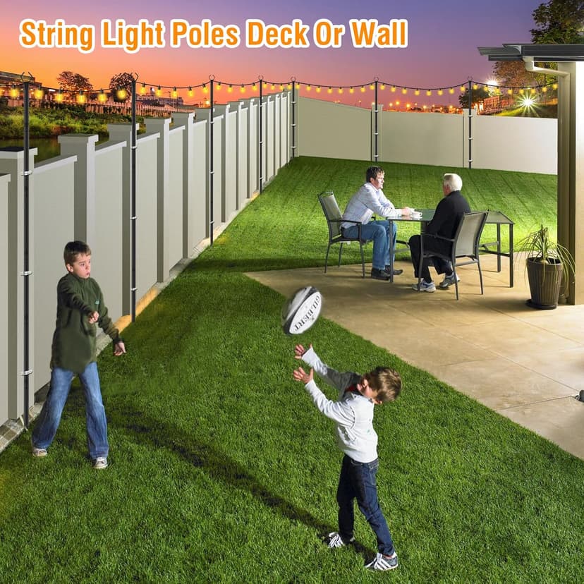 AILBTON 2 Pack 10Ft String Light Poles,Light Poles for Outside String Lights,Outdoor Light Poles with Fork,Metal Pole Stand for Patio,Backyard,Deck