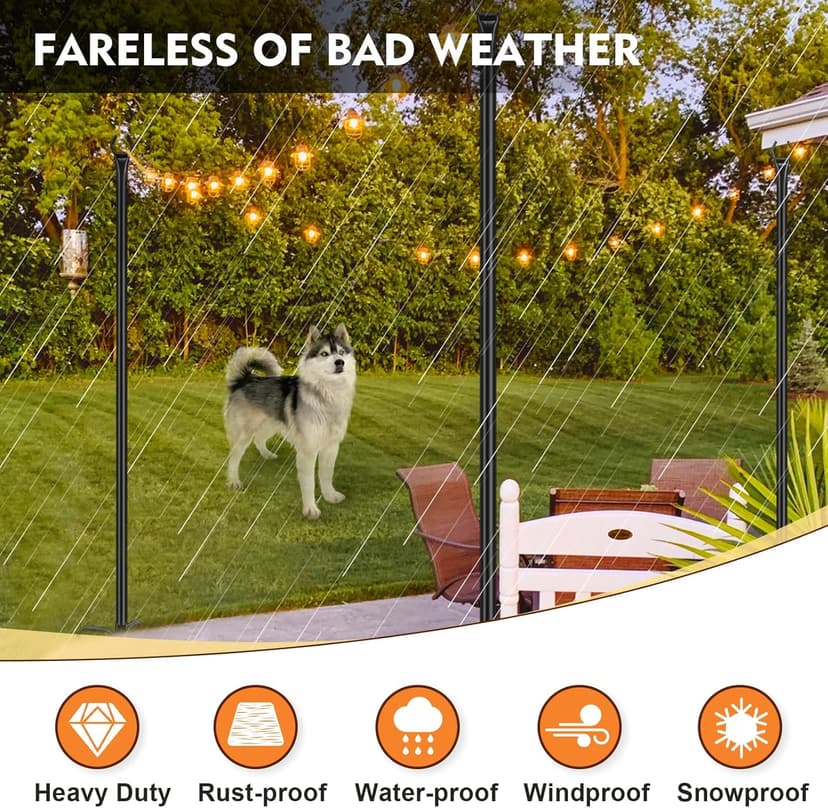 FEED GARDEN 4 Pack String Light Poles for Outside, 9.8FT Metal Poles for Outdoor String Lights, Stand Poles for Deck, Garden, Patio, Wedding, Backyard, Christmas Party